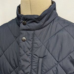 J. Crew Men's Quilted Blue Jacket Coat Size M Full Zip Buttons Mercantile Walker
